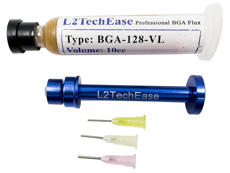 L2TechEase Professional BGA Soldering Paste Flux Grease No-Clean BGA-128-VL 10cc with Reusable Piston Pusher